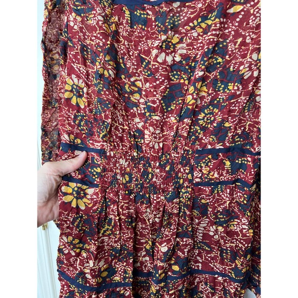 ba&sh NWT Gigi Long Sleeve Floral Midi Boho Smocked Floral Dress 1 / US 4 Small - Picture 10 of 14